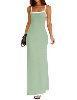 ZESICA Women's 2026 Summer Spaghetti Straps Square Neck Beach Maxi Dress | Lightweight Sleeveless Backless, Kn