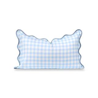 Hofdeco Premium Coastal Hampton Scalloped Patio Indoor Outdoor Lumbar Pillow Cover Only, 12"x20" Water Repelle