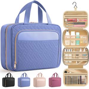 HOTOR Hanging Travel Toiletry Bag Women Men, Aegean-Blue, Medium | Waterproof Makeup Bag Hanging Hook,Multiple