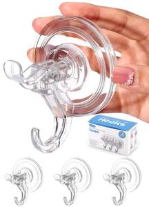 Antimbee 3 Pack Suction Cup Hooks, Clear Suction Cup Hanger, Removable Small Suction Cups for Shower, Bathroom