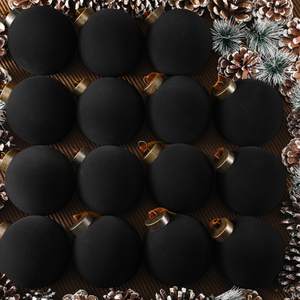 Liliful 15 Pcs Velvet Christmas Balls Bulk Flocked Christmas Tree Ball Ornaments Plastic Xmas Decorative Hangi