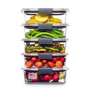 Rubbermaid Brilliance Tritan Plastic Food Storage Containers BPA Free Airtight Lids Ideal for Lunch Meal Prep 