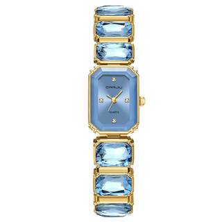 CRRJU Women Fashion Luxury Wristwatches, Ladies Squartz Crystal Quartz Movement Watch, Pink Dial with Gold Ban