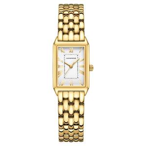 Gold Watches for Women with Vintage Rectangular Case,White Roman Dial,Stainless Steel Band,Adjustment Tool Inc